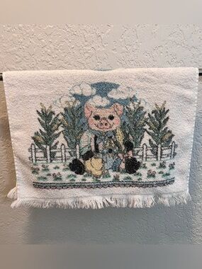 Vintage Cannon Gardening Pig Kitchen Hand Towel Farmhouse